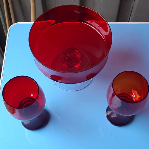 Vintage ddr glas - vintage, rubinrot