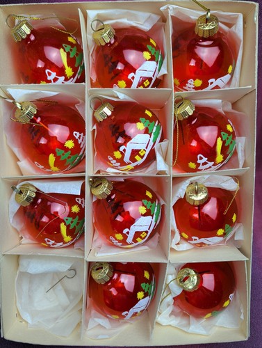 11x ddr glaskugeln lauscha rot - 11x,